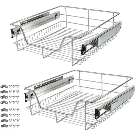 AREBOS 2x cajón telescópico Cajón de cocina Cesta extraíble extensible 50 cm