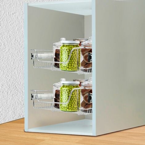 AREBOS 2x cajón telescópico Cajón de cocina Cesta extraíble extensible 60 cm