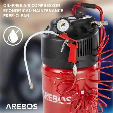 AREBOS Compresor de Aire Comprimido  30L  1500W  Con Accesorios de 13 Piezas
