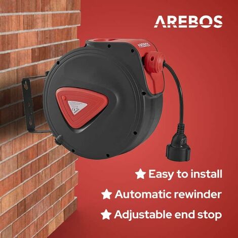 AREBOS Automático Tambor De Cable Cable Eléctrico Carrete De Cable 20 m