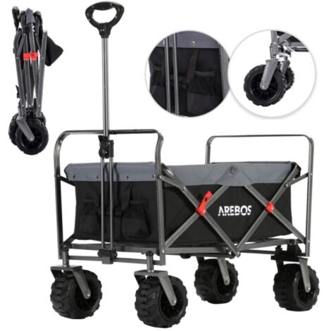 AREBOS Carro de mano carro de jardín carro de transporte hasta 100 kg plegable negro