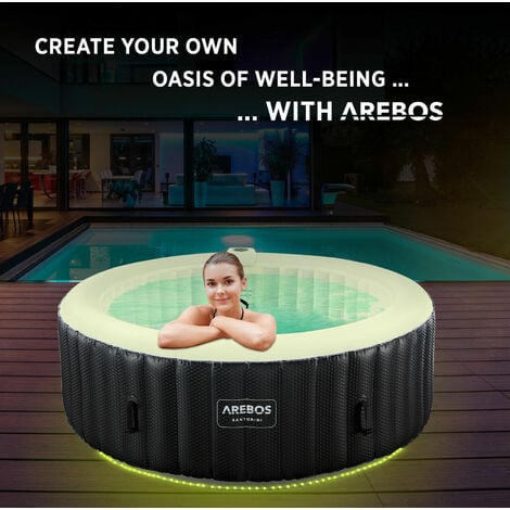 AREBOS Spa Hinchable In-Outdoor Whirlpool Piscina Wellness Masaje ⌀ 180 cm