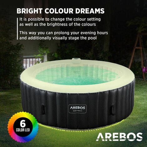 AREBOS Spa Hinchable Piscina de Hidromasaje Inflable Redondo con LED ⌀ 180  cm