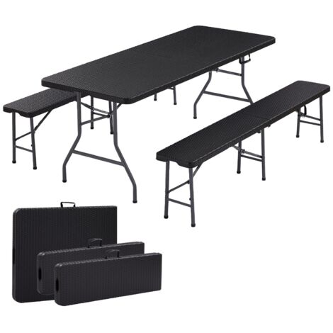 AREBOS Juego de Marquesina Juego de Mesa de Cerveza Mesa de Camping Plegable