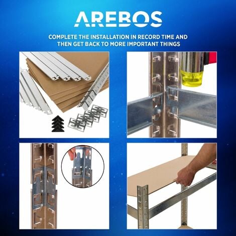 AREBOS 2x Estanteria Metalica - Estanterias Almacenaje 160x80x40 cm - 320 kg - Estanterías Metálicas - Estanterias Metalicas Almacenaje - 4 Baldas - 2 Unidades
