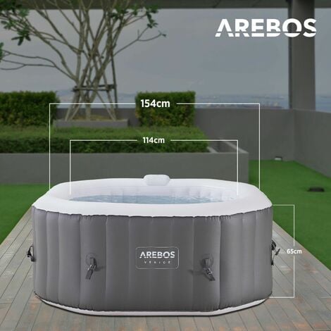 AREBOS Spa Hinchable In-Outdoor Whirlpool Piscina Calefacción Masaje ⌀ 180  cm