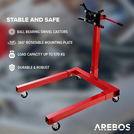 AREBOS Caballete para Motore de Acero Plegable Soporte Motor Transmisión 570 kg