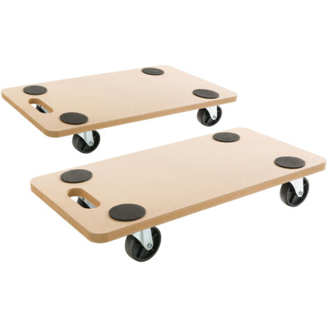 2x AREBOS Carretillas Plataformas rodantes Carretilla con Base madera 200 kg