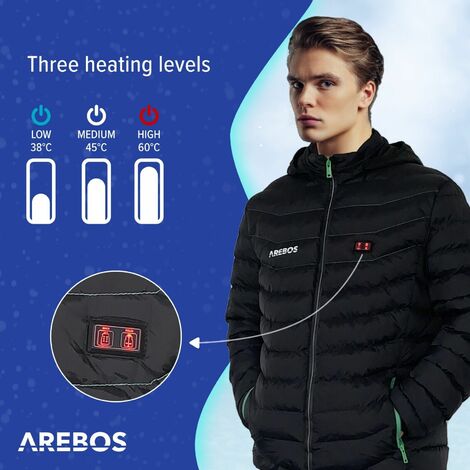 Chaleco térmico eléctrico USB, chaleco térmico de 10 zonas, color negro,  impermeable, 3 niveles de temperatura, cuello en V, para mujer para esquiar
