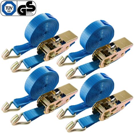 AREBOS 4 x Correas tensoras 2 uds con ganchos Correas tensoras trinquete 6 m 800 kg