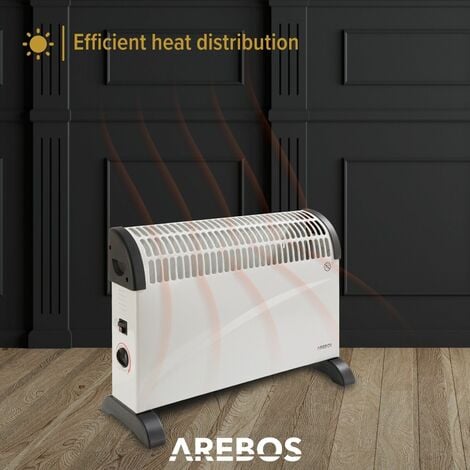 AREBOS Convector Eléctrico - Calefactor Bajo Consumo 2000W - 3 Niveles de  Potencia - Estufas Electricas Bajo Consumo - Blanco