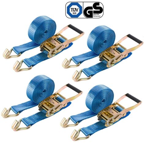 AREBOS 4 x Correas tensoras 2 uds con ganchos Correas tensoras trinquete 6m 5000 kg