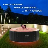 AREBOS Spa Hinchable Piscina de hidromasaje al aire libre masaje inflable redondo con LED ⌀ 180 cm