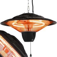 AREBOS Calentador de Techo 1500W - Calentador Infrarrojo para Exterior e Interior - Negro