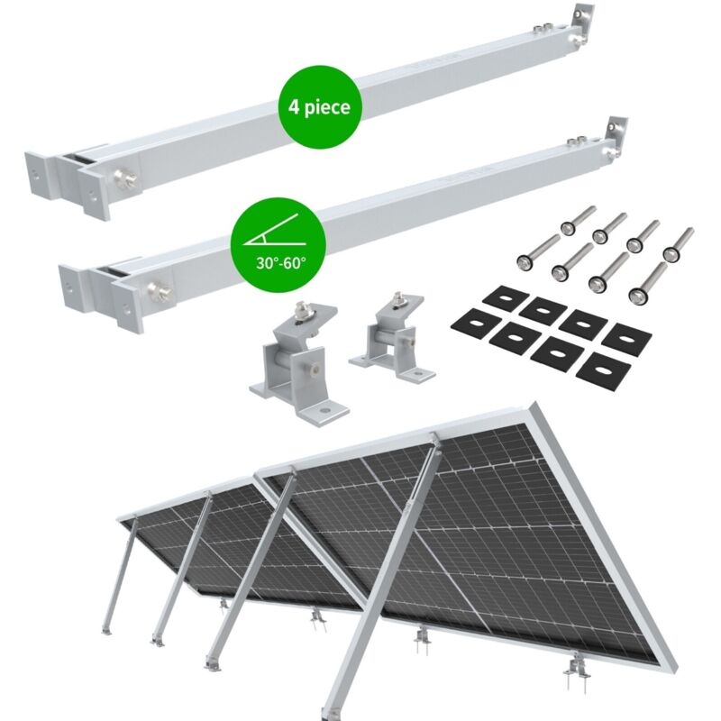 Kit Di Montaggio Per Pannelli Solari In Alluminio: Staffe Z, Binari E Clip Per Tetto E Terrazzo, 6 Pezzi - 4