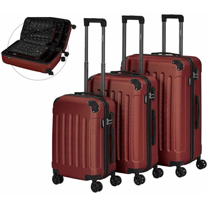 AREBOS Hard Case Trolley da viaggio Case M L XL Case Set di valigie a mano  Rosso