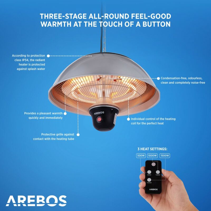 Arebos AREBOS Riscaldatori Soffitto Radiante Radiante Infrarossi Riscaldatore Radiante 