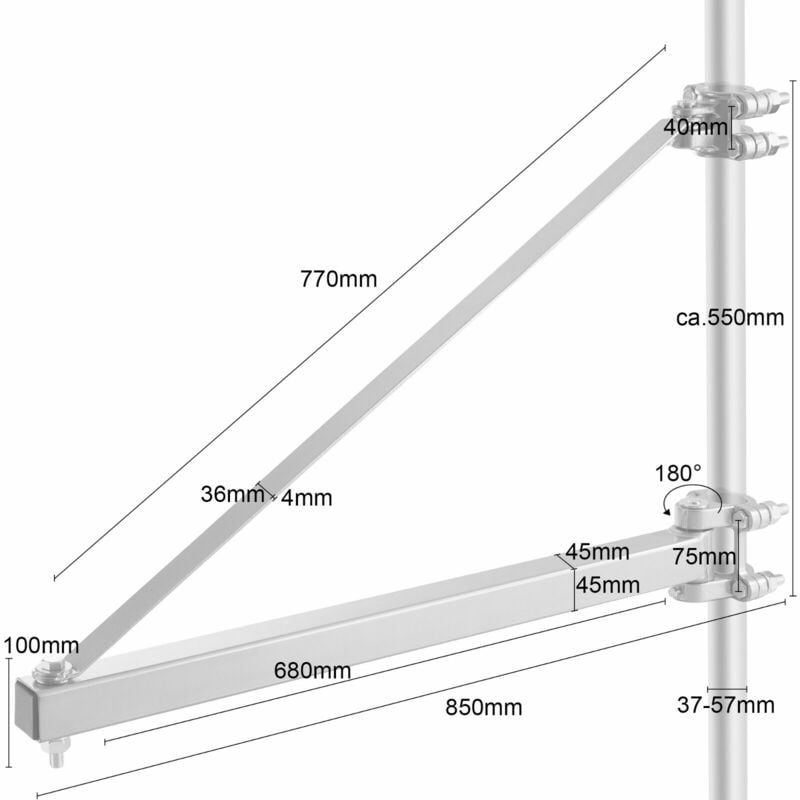 Arebos Paranco Elettrico, 400/800 kg, 1300W, Verricello Elettrico, Montacarichi da Balcone con Telecomando, altezza di sollevamento 12m