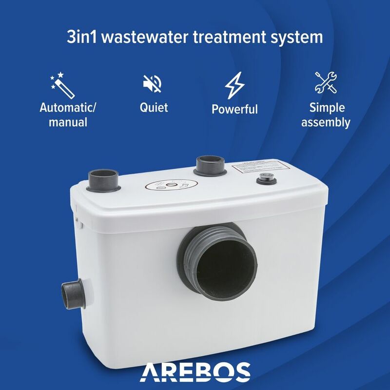 AREBOS Trituratore WC Maceratore Pompa Sanitario per Acque Reflue 600W