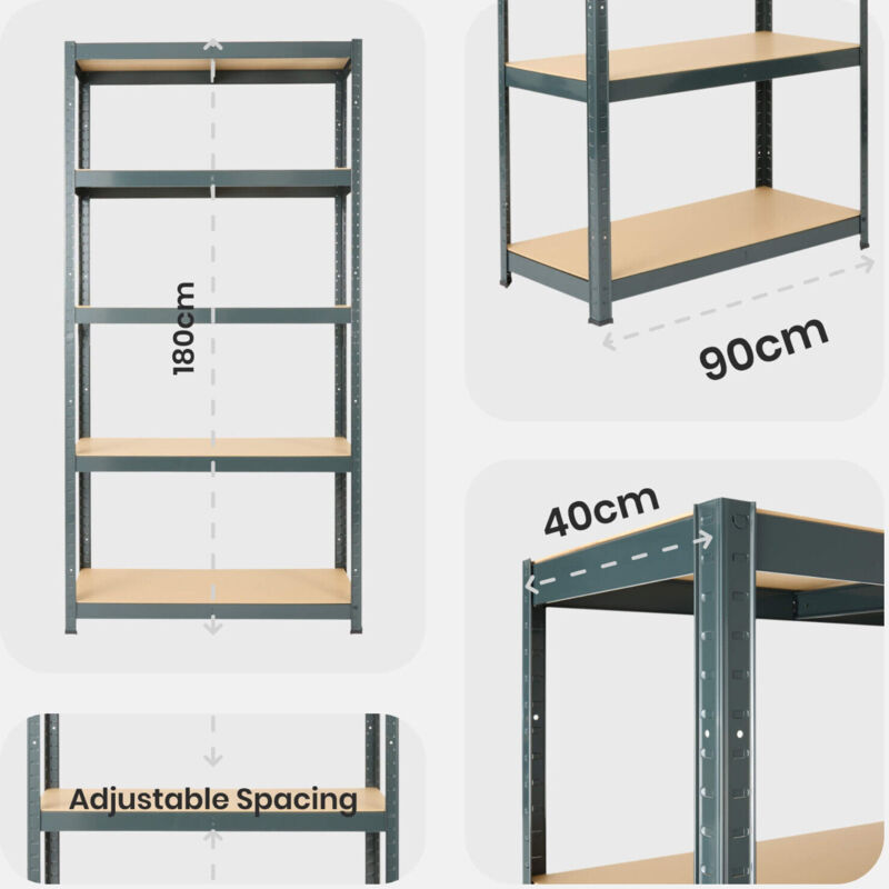 Scaffale Angolare MASKO® 5 Ripiani - Fino A 875kg, Regolabile Per Garage E Cantina - Foto 2