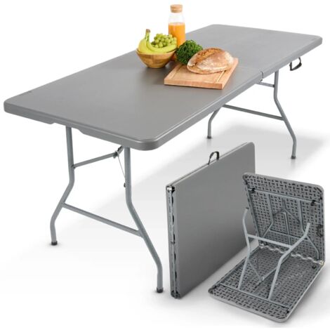 Tavolo Pieghevole In Plastica 1,2m Best Choice Products – Portatile Per Interni/Esterni Con Maniglia – Nero - 3