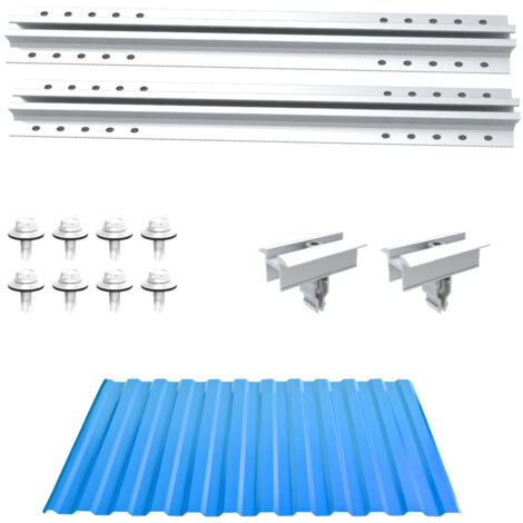 NuaSol Kit di montaggio per tetto in lamiera fotovoltaica, espansione, supporto, profilo a U, 20 cm, supporto per pannello solare con morsetto