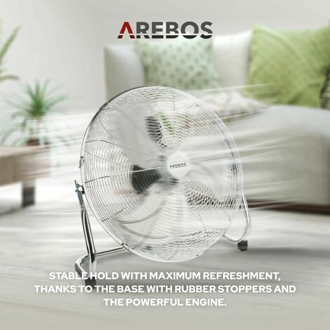 AREBOS Ventilatore pavimento 3 livelli di velocità GS Testato da TÜV Süd Argento