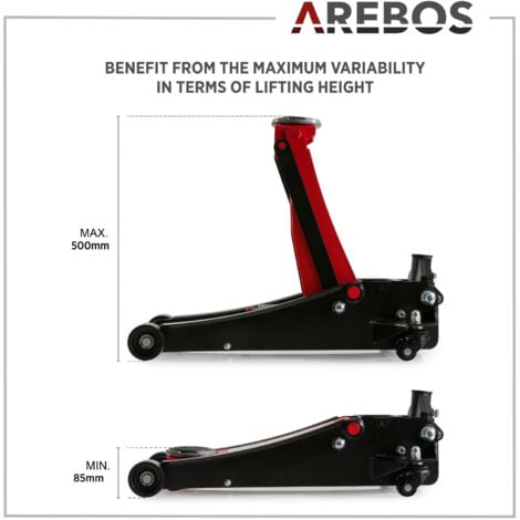 AREBOS Cric Crick Sollevatore Martinetto Idraulico a Cerello Per Auto 85-500 mm