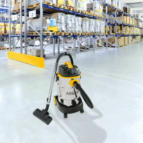 AREBOS Aspirapolvere industriale per pulizia a umido e a secco 1600W 30L Giallo