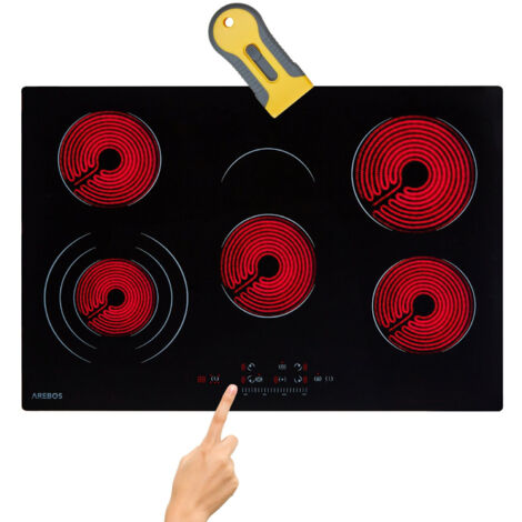 AREBOS Piano cottura in vetroceramica autosufficiente 5 zone di cottura 77 cm