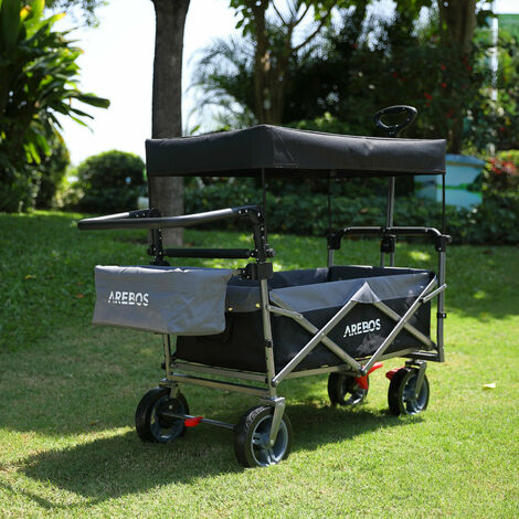 AREBOS Carretto a mano da giardino, Carello pieghvole, Fino a 100kg, Nero