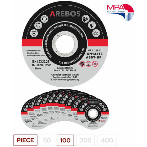 AREBOS Dischi da taglio Dischi flessibili Ø115 mm Ammissione 22,2mm Spessore 1mm