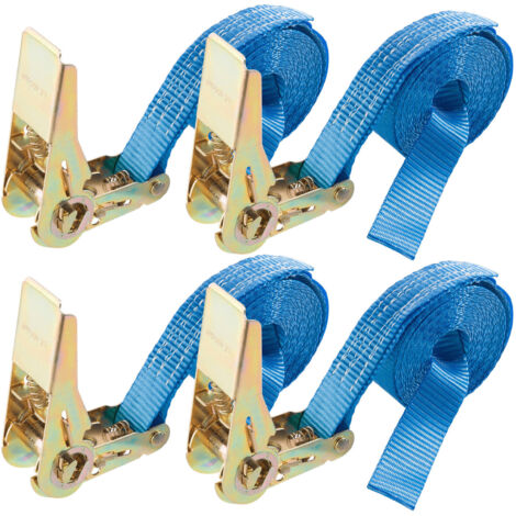AREBOS 4x Cinghie a cricchetto 4 m, 800 kg, larghezza 25 mm per carichi pesanti