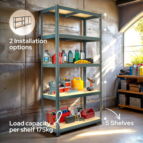 AREBOS Set di 2 scaffali per cantine Scaffalature per officina 180 x 90 x 40 cm
