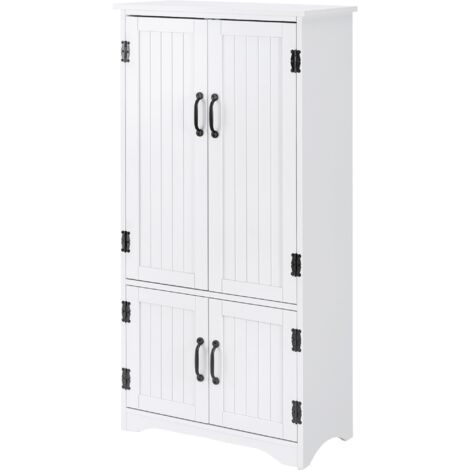 Buffet autoportant 2 portes avec étagères réglables, meuble de rangement sur pied 60 x 30 x 123 cm blanc (1/5)