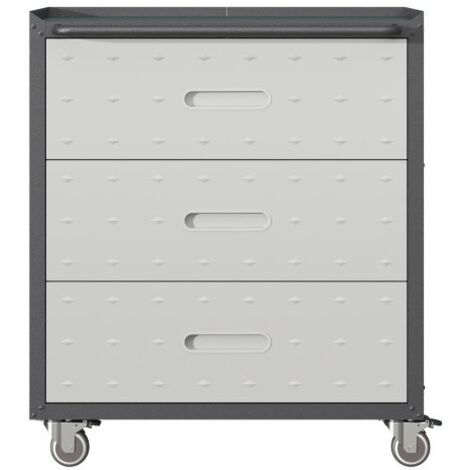 Armoire à outils métal robuste sur roulettes, 3 tiroirs, 75×42×88 cm