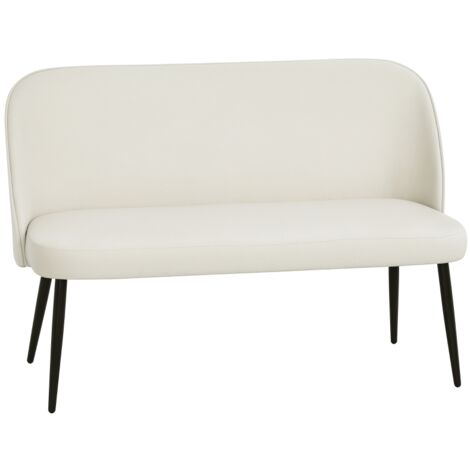 Canapé 2 places moderne, structure bois et métal, revêtement effet velours, beige (1/5)