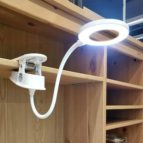 Lampe de bureau LED rechargeable, pince, USB, 3 modes d’éclairage, indicateur batterie pleine (1/2)