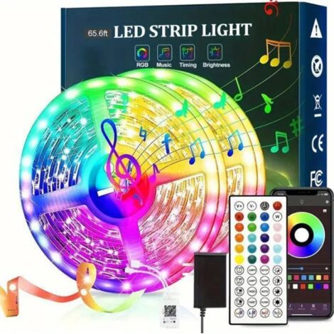 Ruban LED RGB 10m avec télécommande 44 touches, synchronisation musicale, contrôle via application smartphone, DIY chambre (1/2)