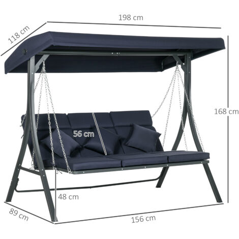 Tetto Di Ricambio Per Dondolo 3 Posti QUICK STAR – 200x145 Cm, Impermeabile E UV50, Colore Marrone-grigio