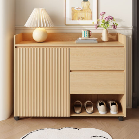 Mueble Zapatos Móvil, Ruedas Universales Freno, Puertas Curvadas Baldas Ajustables (1/5)