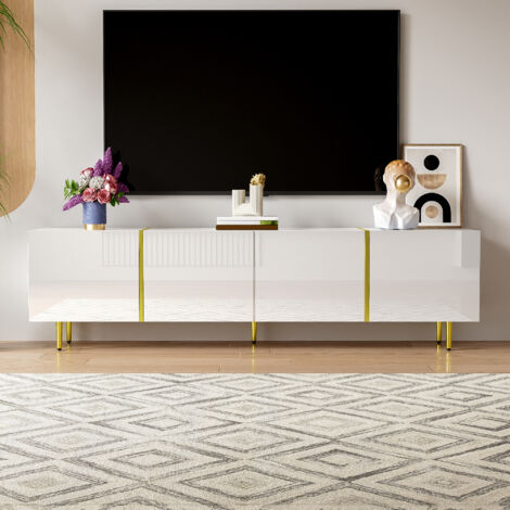 Mueble TV Lacado Blanco, Moderno Y Depurado, Con 4 Puertas (1/5)