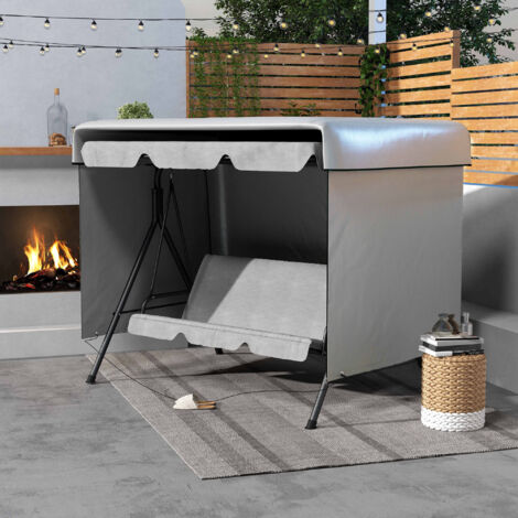 Funda de protección para muebles de jardín de polietileno gris 215x155x150 cm, impermeable, con UV, cremallera y hebilla (1/5)