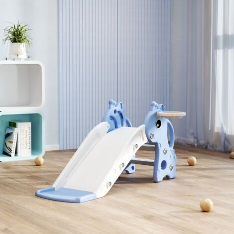 Tobogán 3-en-1 Infantil 106x51,5x52 Cm Plástico Azul Canasta Baloncesto Y Escalera (1/5)