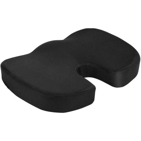 Ergonomisches Steißbeinkissen aus Memory-Schaum – 45 x 36 x 7 cm, atmungsaktiv, für Büro/Auto/Schwangerschaft, Schwarz (1/5)