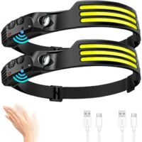 Extrem leistungsstarke LED-Stirnlampe, 3000 Lumen, superhelle 3-LED-Taschenlampe mit USB-Aufladung, 230° Leuchtwinkel, Bewegungssensor, IPX5 wasserdicht