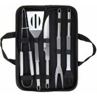Grillbesteck-Set im Aluminiumkoffer, professionelles Grillzubehör, perfektes Besteckset für Männer, Väter oder als Geburtstagsgeschenk (5-teilig)
