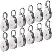 M15 Edelstahl 304 Einzelrolle, 35 kg Tragfähigkeit, 5 mm Rollenblock, Krandrehhaken, glattes Drahtseil, Last 77 lbs/35 kg (12er-Pack)