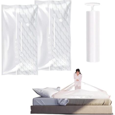 sacchi sottovuoto per materassi 180 x 100 cm – pompa manuale inclusa, risparmia l'80% di spazio, per materassi 150-180 cm e piumoni
