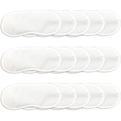 Confezione da 15 mascherine per dormire ultra morbide, 18,5 x 8,5 cm – traspiranti, oscuranti, con cuscinetti nasali, elastiche, ideali per viaggi, giochi e altro, bianche